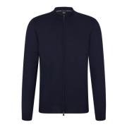 Hugo Boss Blå Dragkedja Cardigan Tröja Jacka Blue, Herr