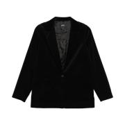 A.p.c. Svart Bomull Velvet Blazer med Peak Revers Black, Dam