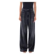 Haikure Svart Tencel Wide-Leg Jeans Black, Dam