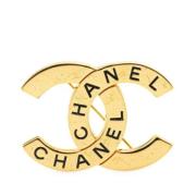 Chanel Vintage Pre-owned Tyg broscher Yellow, Dam