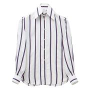 Alexander McQueen Sidens College Stripe Print Skjorta White, Dam