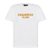 Dsquared2 T-shirt med sammet finish logo White, Dam