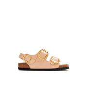 Birkenstock Beige Lädersandal med Spänne Stängning Beige, Dam