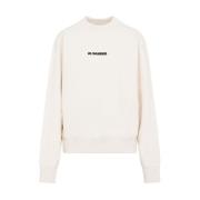 Jil Sander Neutral Bomull Crew Neck Sweatshirt Beige, Dam