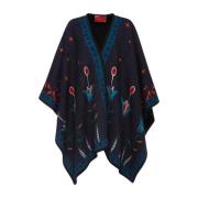 La DoubleJ Vändbar Ull-Filt Poncho Multicolor, Dam