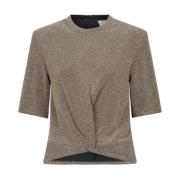 Dante 6 Champagne Lurex Top med Knutdetalj Beige, Dam