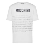 Moschino Vit Crew Neck T-shirt med Logotyp White, Herr