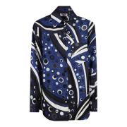 Emilio Pucci Blå Silkesblus Elegant Stil Blue, Dam