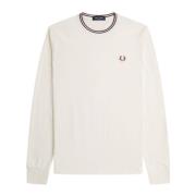 Fred Perry Långärmad T-shirt med dubbel rand White, Herr