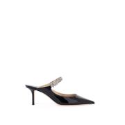 Jimmy Choo Kristallpatentläder Mules Black, Dam