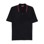 Gucci Blå Ull Polo Skjorta med Webbkrage Black, Herr