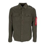 Alpha Industries Grå Svart Långärmad Skjorta Gray, Herr