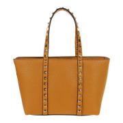 Valentino Garavani Gyllene Rockstud Mini Tote Väska Brown, Dam