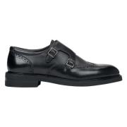 Estro Herr svarta läderbrogues med munkremmar Black, Herr