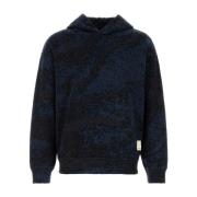 Emporio Armani Broderad bomullsblandnings sweatshirt Blue, Herr