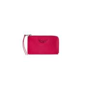 Zadig & Voltaire Fuchsia läderkorthållare med spegelcharm Pink, Dam