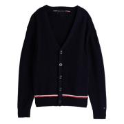 Tommy Hilfiger Global Stripe Cardigan i Desert Sky Black, Herr