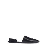 Tory Burch Pierced Mule Platta Skor Black, Dam