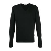 John Smedley Svart V-ringad Pullover Tröja Black, Herr