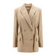 Chloé Dubbelknäppt blazer i ren ull Beige, Dam