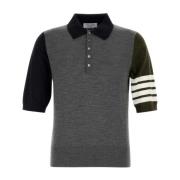 Thom Browne Ull Polo Skjorta i Multifärg Gray, Herr