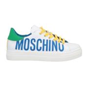 Moschino Färgglada läder lågtoppsneakers White, Dam