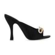 Salvatore Ferragamo Elegant Svart Satin Mules Black, Dam