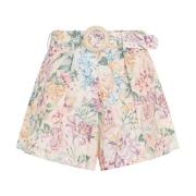 Zimmermann Multifärgad Blommig Linne Shorts Multicolor, Dam