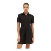 Moncler Piquet Half-Zip Polo Klänning Black, Dam