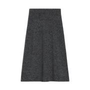 Max Mara Weekend Ull A-linje Kjol med Elastisk Midja Gray, Dam