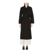 Max Mara Studio Svart Ull Trenchcoat Black, Dam