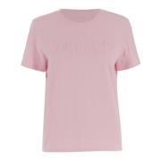 Versace Bomull Crew Neck T-shirt Rosa Logo Pink, Dam