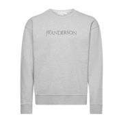 JW Anderson Grå Crew Neck Tröja med Logotyp Gray, Herr