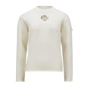 Moncler Utskuren ull-kashmir crewneck tröja Beige, Dam