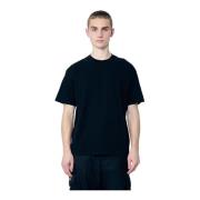 Moncler Dubbel Hals Bomull T-shirt Logo Patch Black, Herr