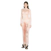 Jean Paul Gaultier Tryckt Mesh Maxi Klänning Pink, Dam