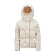 Moncler Vit Tweed Kort Dunjacka White, Dam