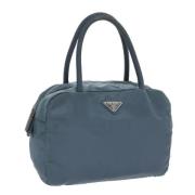 Prada Vintage Pre-owned Nylon handvskor Blue, Dam