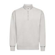 JW Anderson Grå Half-zip Sweatshirt Mélange Effekt Gray, Herr