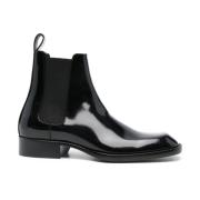 Saint Laurent Svarta Stövletter med Elastiska Sidopaneler Black, Herr