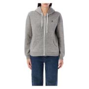 Polo Ralph Lauren Zip Hoodie för Stiligt Bekvämt Slitage Gray, Dam