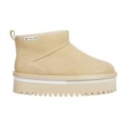 Tommy Jeans Beige Flatform Ankelboots för Kvinnor Beige, Dam