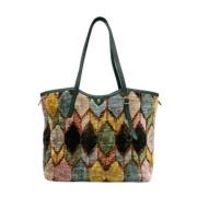 Claris Virot Multifärgad Sidenvelvet Patch Toteväska Multicolor, Dam