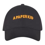 A Paper Kid Broderad Baseballkeps Black, Herr