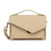 Lancaster Elegant Flap Handväska med Spänne Beige, Dam