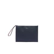 Lacoste Moderna Clutch i Belagd Canvas med Avtagbar Rem Blue, Dam