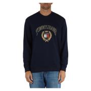 Tommy Jeans Bomull crewneck sweatshirt med logobroderi Blue, Herr