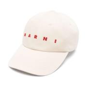 Marni Broderad Logotyp Keps Vit Bomull White, Herr