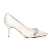 Manolo Blahnik Vit Juveldekorerad Stiletto Häl Pumps White, Dam