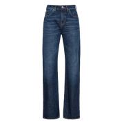 Pinko Wide Leg Blå Bomullsblandnings Jeans Blue, Dam